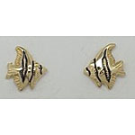 14k Gold Tropical Fish Post Earrings 1.2g